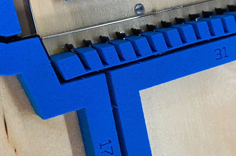 CTI steel rule cutting die with blue ejection rubber, press-ready